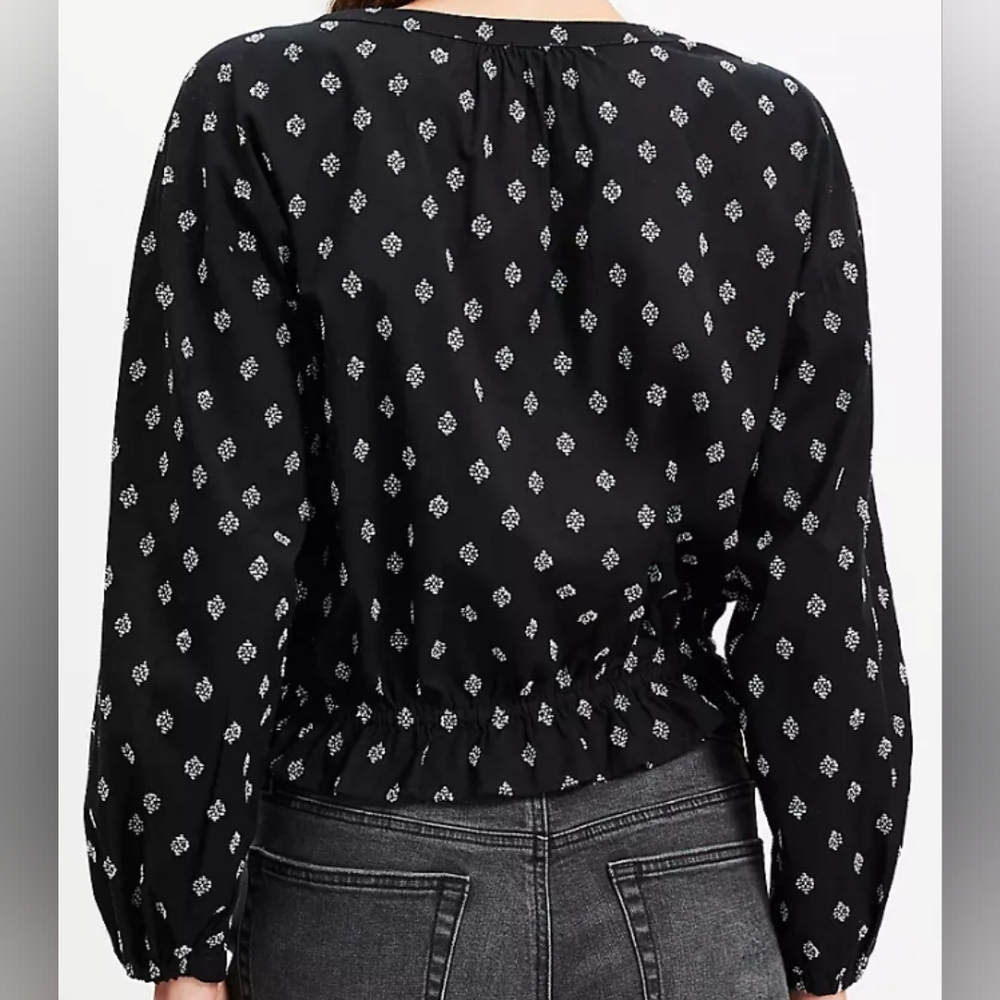LOFT Black and White Patterned Blouse